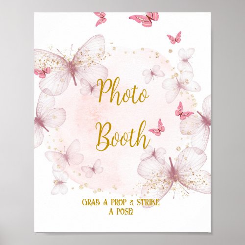 Pink  Gold Birthday Photo Booth Table Sign