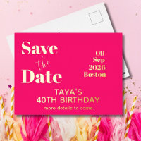 Pink Gold Birthday Save The Date  