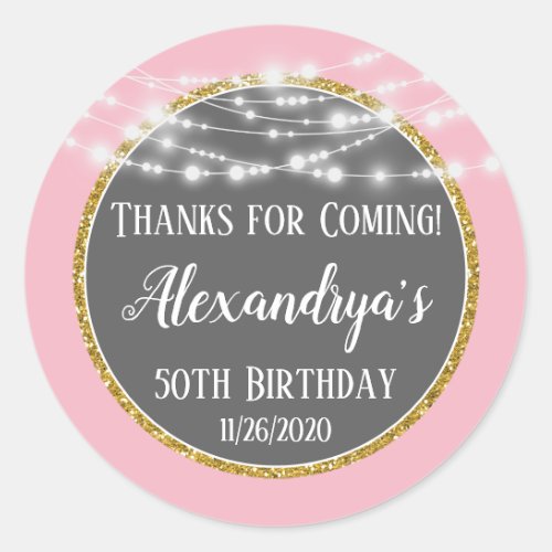 Pink Gold Birthday Thanks For Coming Favor Tags