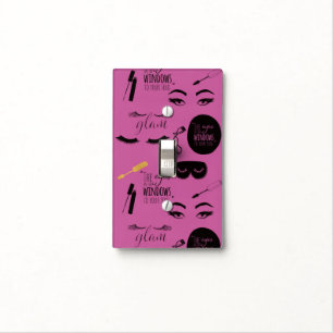 Pink Gold Black Make Up Glam Eyes Light Switch Cover