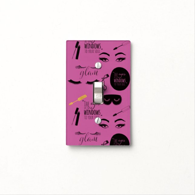 Pink Gold Black Make Up Glam Eyes Light Switch Cover (In Situ)