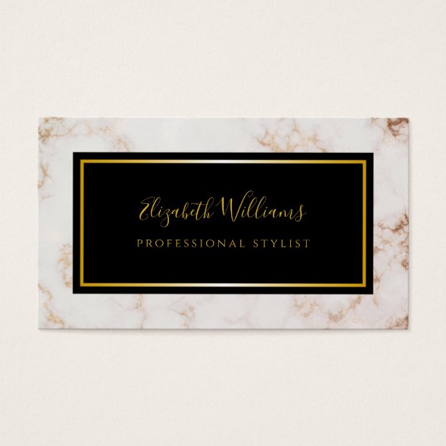 Pink Gold Black Marble Stylist Business Cards (Front)