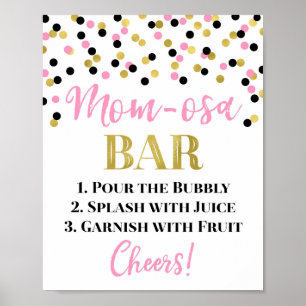 Pink Gold Black Mom-osa Bar Sign Baby Shower