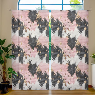 Pink Gold Black White Cowhide Sheer Curtains