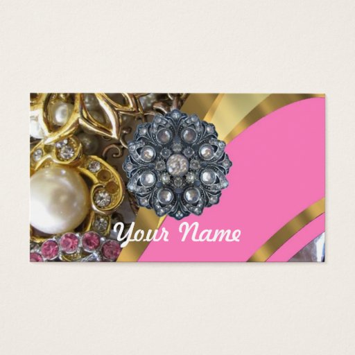 Customizable Pink &amp; gold bling business card templates