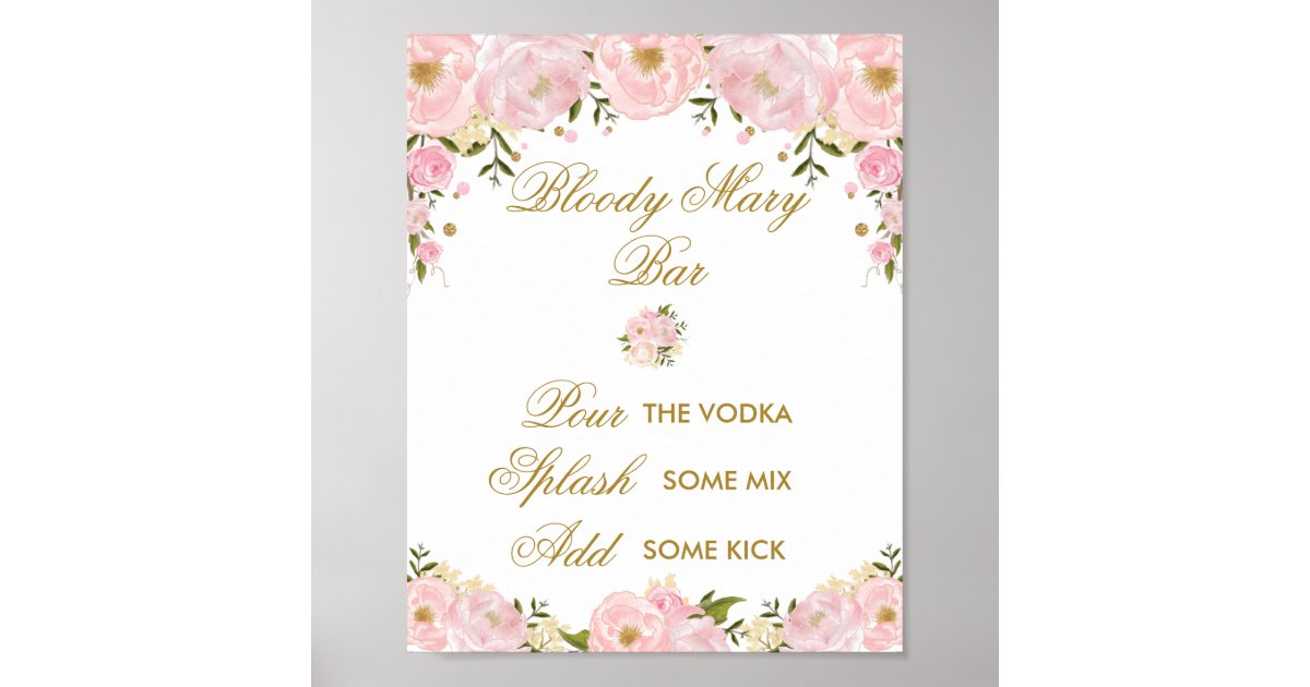 Pink Gold Bloody Mary Bar Wedding Shower Decor Zazzle