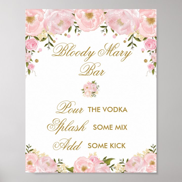 Pink Gold Bloody Mary Bar Wedding Shower Decor Zazzle