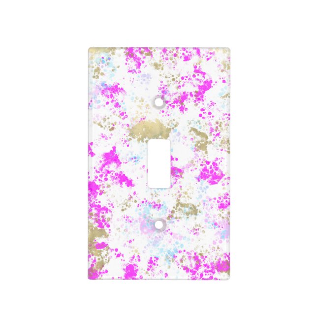 Pink Gold Blue Cotton Candy Splash Abstract Art Light Switch Cover (Front)