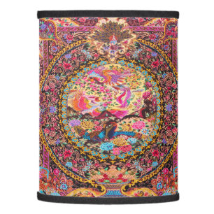 Pink Gold Blue Persian Floral Flowers Peacock Art Lamp Shade
