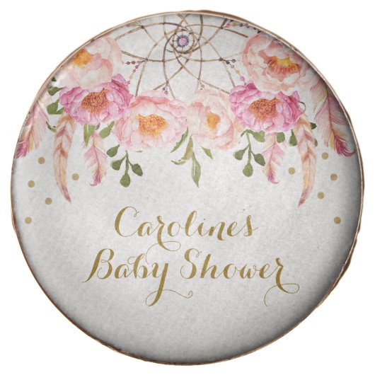 Pink Gold Boho Dreamcatcher Birthday Shower Favors (Front)