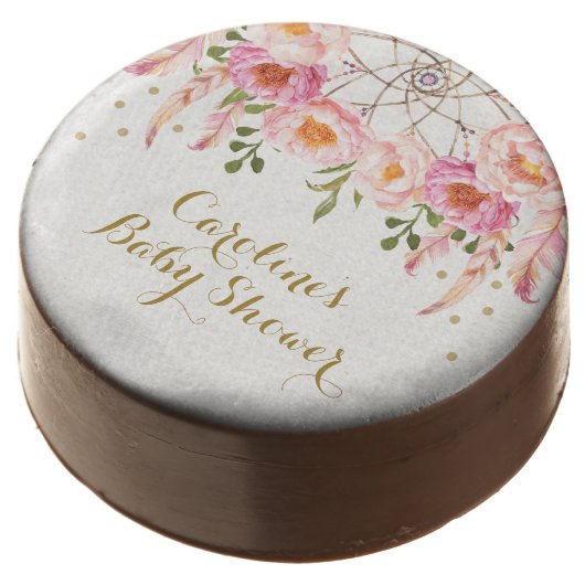 Pink Gold Boho Dreamcatcher Birthday Shower Favors (Angled)