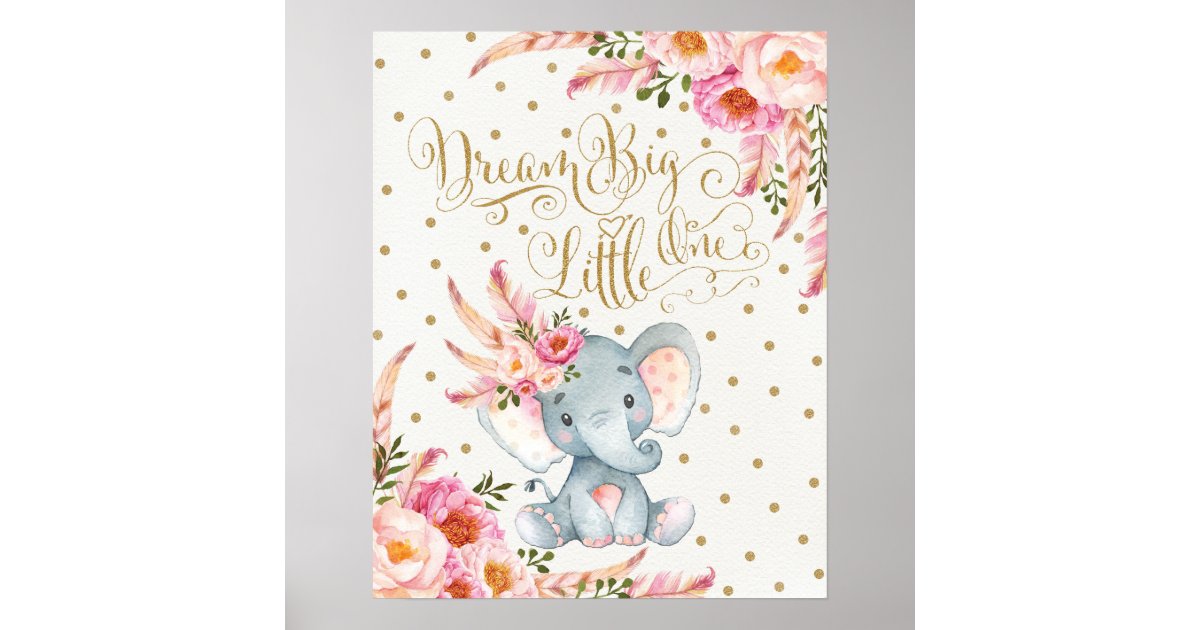 Pink Gold Boho Elephant Nursery Wall Art Print Zazzle Com - Pink And Gold Baby Wall Decor Pink Gold Boho Elephant Nursery Wall Art Print Zazzle Com - Pink And Gold Baby Wall Decor