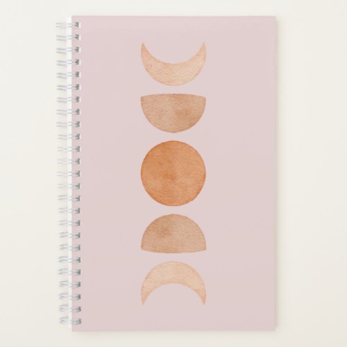 Pink  Gold Boho Moon Phases Journal 