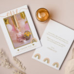 Pink Gold Boho Rainbow First Birthday Photo Thank You Card<br><div class="desc">Thank all of your first birthday party guests with this adorable photo thank you card. This card features a pink and gold boho rainbow theme. Customize text on the front/back and add a photo to create a truly personalized first birthday thank you card. Visit my first birthday collection to view...</div>