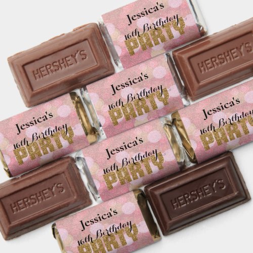 Pink Gold Bokeh Glitter Birthday Hershey's Miniatures