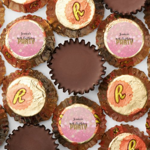 Pink Gold Bokeh Glitter Birthday Reese's Peanut Butter Cups