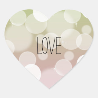 Pink Gold Bokeh Love Heart Sticker