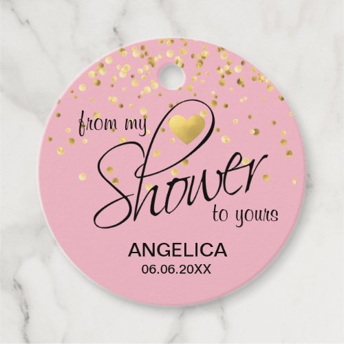 Pink Gold Bridal Shower _ From My Shower to Yours Favor Tags