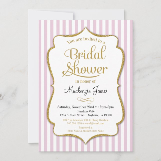 Pink Gold Bridal Shower Invitation Elegant (Front)