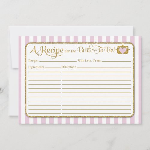 Pink Gold Bridal Shower Recipe Card