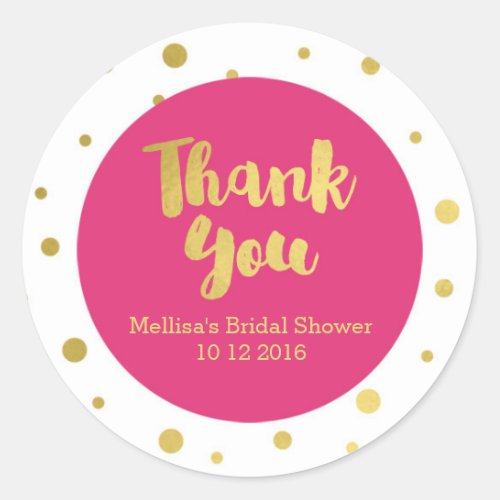 Pink Gold Bridal Shower Thank You Favor Sticker