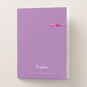 Pink & Gold Brush Stroke, Name Work Laverder Pocket Folder