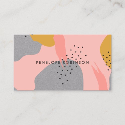 Pink gold brush strokes abstract pattern kraft business card