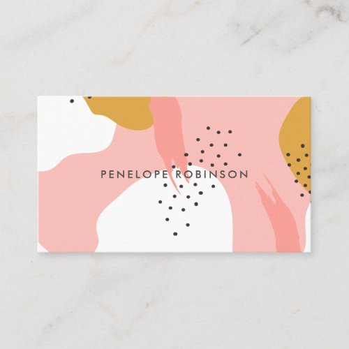 Pink gold brush strokes trendy abstract pattern business card