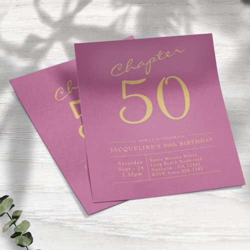 Pink Gold Budget 50th Birthday Invitation Flyer