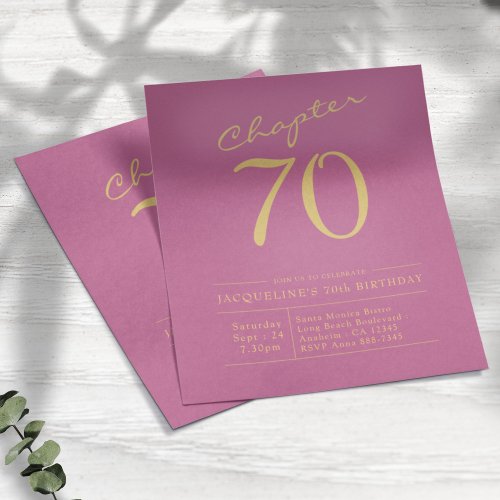 Pink Gold Budget 70th Birthday Invitation Flyer