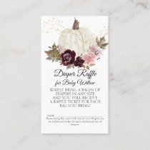 Pink Gold Burgundy Floral Pumpkin Diaper Raffle Business Card