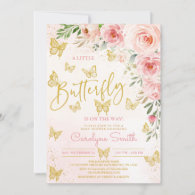 Pink Gold Butterfly Baby Shower Invitation