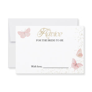 Pink Gold Butterfly Bridal Shower Advice Cards