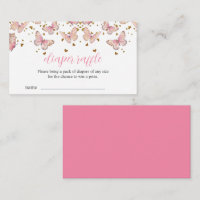Pink & Gold Butterfly | Diaper Raffle Insert