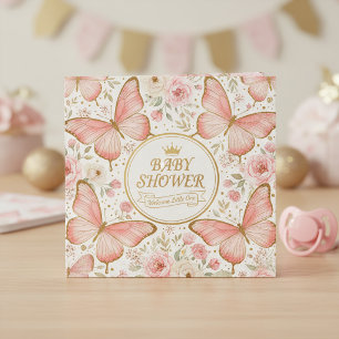 Pink Gold Butterfly Floral Baby Shower  Napkins