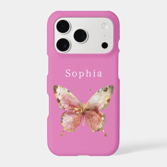 Pink Gold Butterfly iPhone Case (Back)