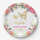 Pink Gold Butterfly / Pretty Watercolor Floral