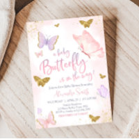Pink Gold Butterfly Spring Baby Shower