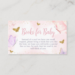 Pink Gold Butterfly Spring Books for Baby Enclosure Card