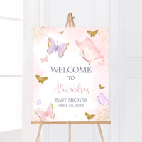Pink Gold Butterfly Spring Welcome