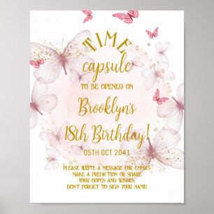 Pink & Gold Butterfly Time Capsule Sign