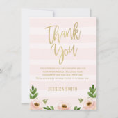 Pink Gold Calligraphy Baby Shower Thank You Card (Front)