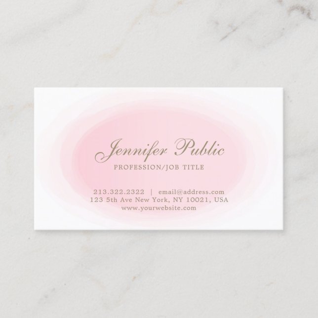 Pink Gold Calligraphy Handwritten Script Trendy Business Card (Front)