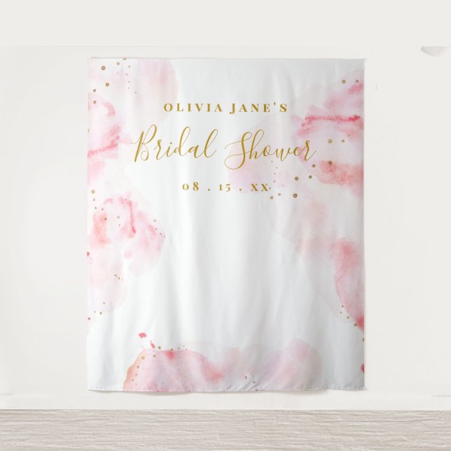 Pink & Gold Calligraphy Script Photo Prop Backdrop (Front)