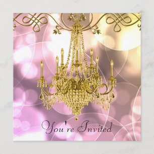 Pink Gold Chandelier All Occasion Party Invitation