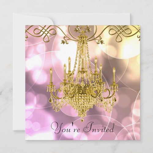 Pink Gold Chandelier All Occasion Party Custom Invite
