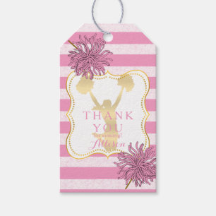 Pink   Gold Cheer Cheerleader Teen Birthday Party Gift Tags