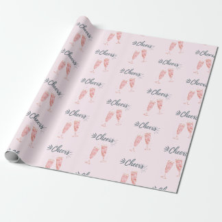 Pink gold cheers champagne wrapping paper
