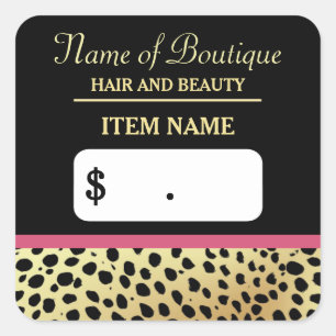 Pink Gold Cheetah Print Beauty Boutique Price Tags