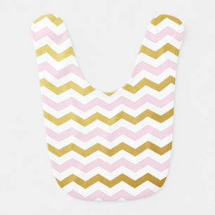 Pink & Gold Chevron Pattern Baby Bib